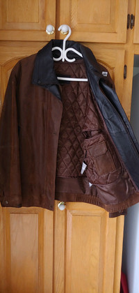 Manteau de cuir brun homme