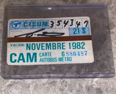 Vintage 1982 Montreal Bus/Metro Pass , View more