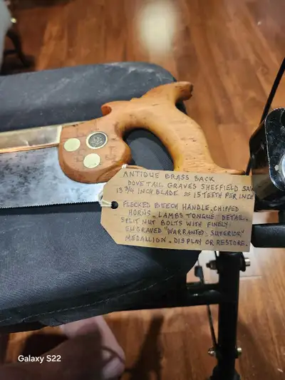 Antique Brass Back Saw, View more