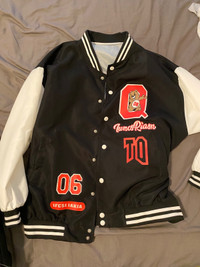 OVO X NFL San Francisco 49ers Leather Wool Varsity Jacket Red October’s  Very Own