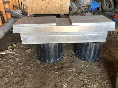 Height 13 1/2", width 20", drop inside box 61", overall 70". 1 slide tray inside. Latches work well....