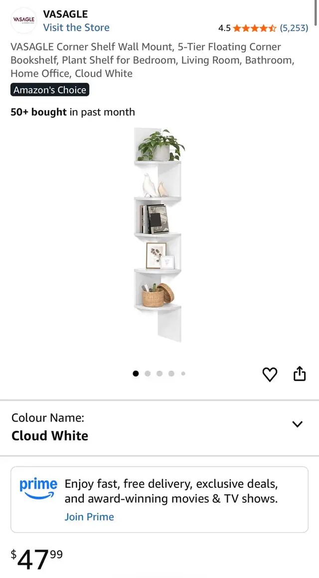 VASAGLE 5-Tier Wall-Mounted Corner Shelf in Bookcases & Shelving Units in Oshawa / Durham Region - Image 9