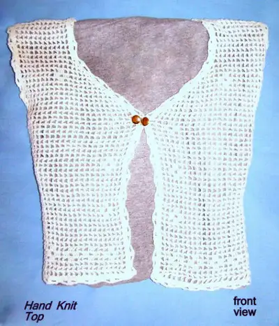 Hand knit sleeveless open mesh top cover, girls, white, new, View more