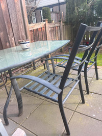 Table and chairs with iron frame