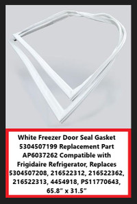 (NEW) Freezer Door Seal Gasket 5304507199 Frigidaire 65.8”x31.5”