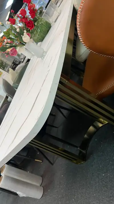 Luxury 63 - 78.7" Modern White Rectangular Dining Table 4-6 ppl , View more