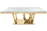Gem Marble 79" Dining Table with Gold Base refined living 