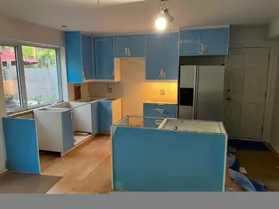 Ikea kitchen cabinets installation.