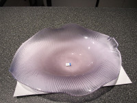 Laslo for Mikasa decorative leaf shaped bowl. Glass art piece.