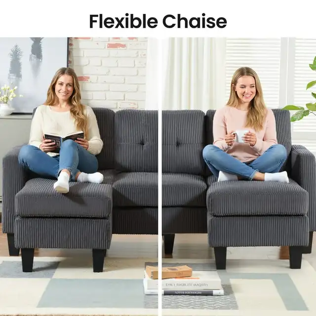 Discount Crodoury Modern Sectional Sofa Reversible Ottoman Set in Couches & Futons in Kingston - Image 3