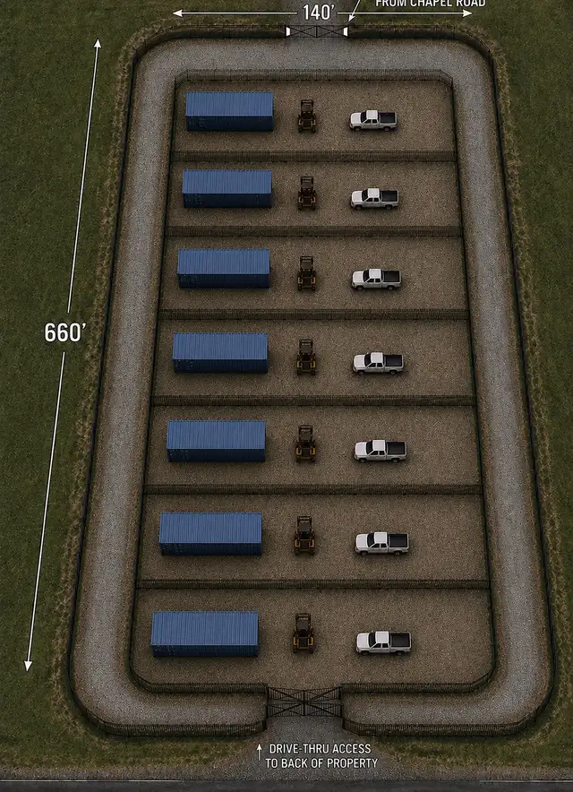Fenced OUTDOOR STORAGE, private compound and Seacan