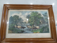 Currier and Ives hand tinted lithograph from late 1800's