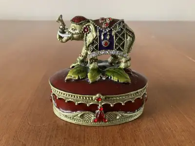 Metal Enamel Elephant Trinket Box, View more