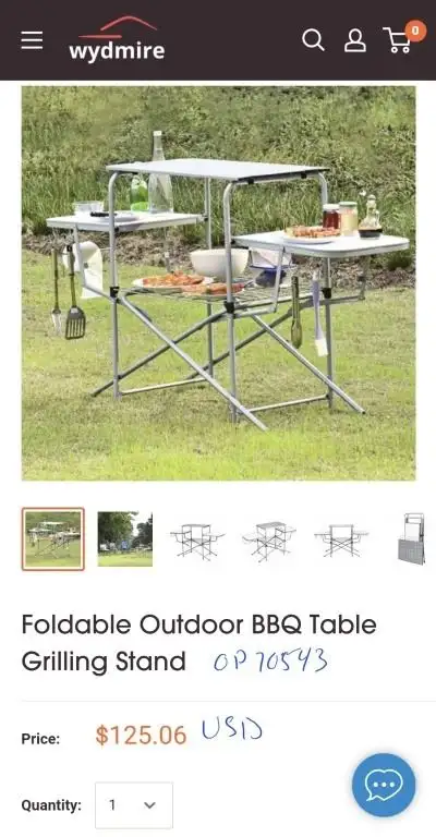 Costway Foldable Outdoor BBQ Table Grilling Stand, View more