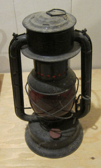 Antique Barn Lantern with Dietz Original Red Lens Globe