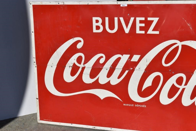 antique coca cola 1965 super tres grande en tôle dans Art et objets de collection  à Ville de Québec - Image 4