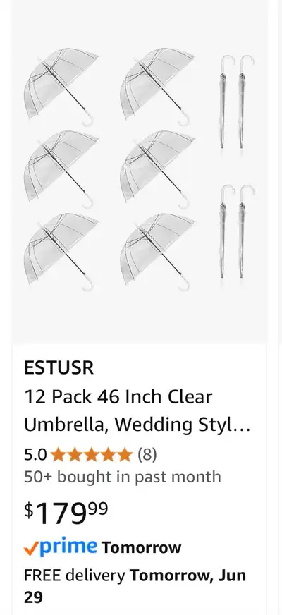  12pcs - 46” Clear Umbrellas , View more