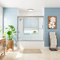 Double Sliding Semi-Frameless Tub Door with Clear Glass