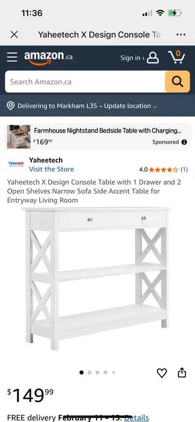 Narrow X Design Console Table with 1 Drawer and 2 Open Shelves , View more