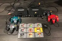 Lot 2x Nintendo 64 + 9 jeux et 4 mannettes 