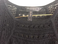 BCBG Maxazria black Crochet long sleeve blouse top  size Small