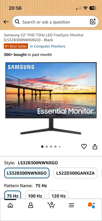 32 inch Samsung monitor 75Hz refresh, View more