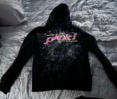 Sp5der P*nk Hoodie – Black – Size L , View more