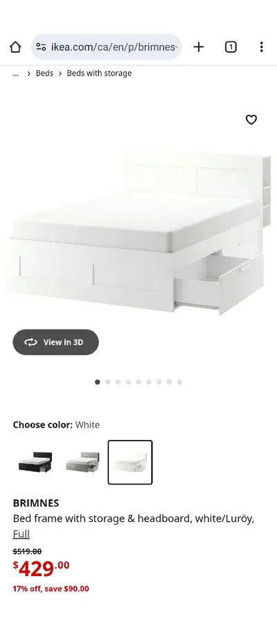 IKEA Brimnes double bed with matching headboard , View more