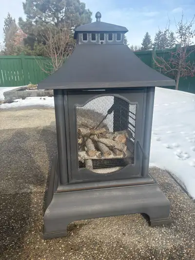 CANVAS Square Outdoor Wood Fireplace, Black, View more