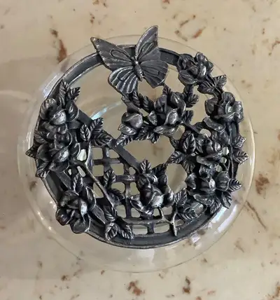 Decorative Glass Container with Butterfly Motif Lid, View more