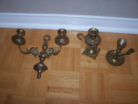 BRASS CANDLE HOLDERS - 1 is a WALL SCONCE