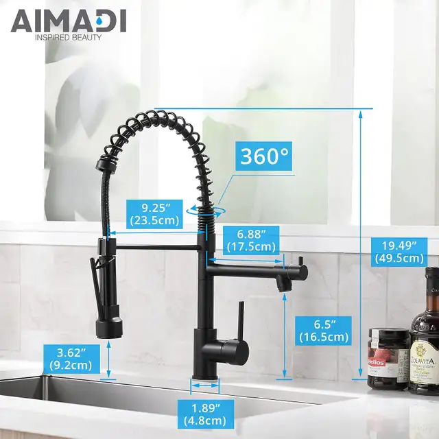 NEW- Modern Matte Black  Dual Faucet, Kitchen Faucet in Kitchen & Dining Wares in Calgary - Image 4