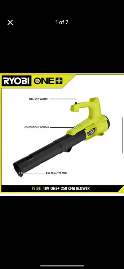 RYOBI ONE+ 18V 90 MPH 250 CFM Cordless Battery Leaf Blower Tool, View more