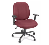 Fabric Office Chair - Burgundy, Round Back