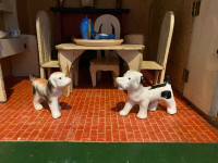 Vtg dollhouse dogs & cat miniatures Japan
