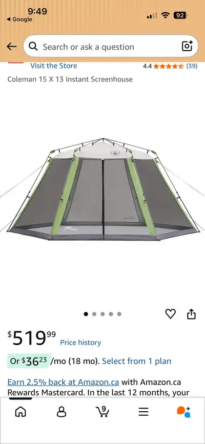 Coleman Instant Screened Canopy 15x13, View more