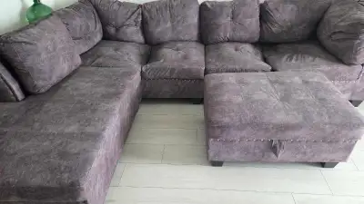 Used 6 seater L shaped sectional sofa set with ottoman, View more
