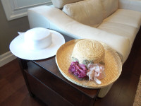 2 Lovely Ladies Boardwalk Sun Hats Natural White - Size Medium