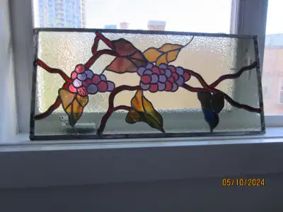 Stained glass panel 34cmx72cm, can be used in the window or replacement for one of kitchen cabinets...