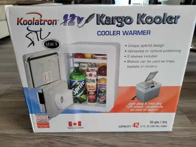 Brand New in sealed box Made in Canada - 33 qts / 31 L - Cooler & Warmer - 12v Power 110v - Horizont...