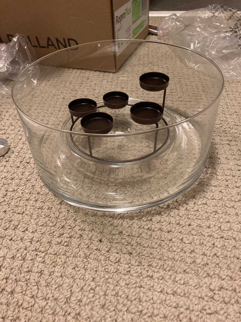 PARTYLITE BIG glass centerpiece with candle holders Dining Tables