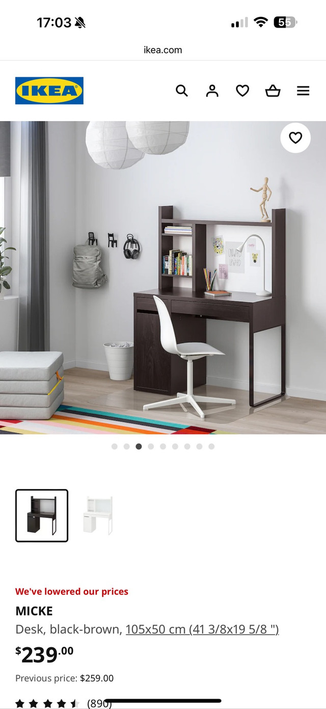 Ikea desk 95%New with Chair dans Bureaux  à Ville de Montréal - Image 3