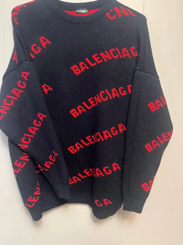 Balenciaga sweatshirt Black / Red  Knitted Wool Sweater SizeXXL.628632685043211210