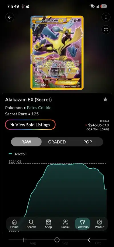 Je propose à l'échange une collection de cartes Pokémon rares, comprenant Alakazam EX (Secret Rare 1...