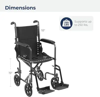 Utiliser une semaine seulement Drive Medical Fauteuil roulant Poids de l’article 26 livres Supporte...