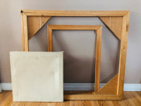 3 Stretcher frames & Unprimed Canvas