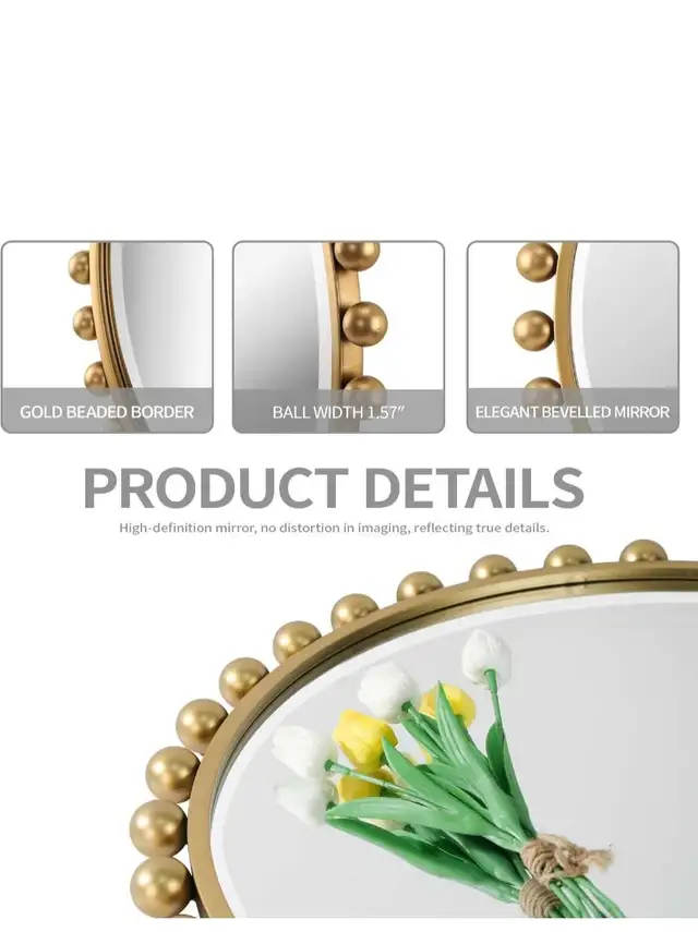 30 Inch Round Wall Mirror with Antique Gold *** BRAND NEW *** in Home Décor & Accents in Edmonton - Image 7