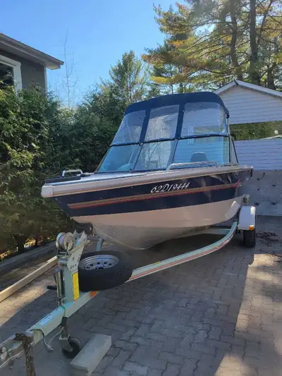 Princecraft Pro 166 avec toit complet, sonar, moteur elect avant commande au pieds,batterie marine,...