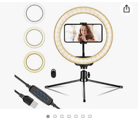 10" Selfie Ring Light ，Desktop Light Ring with Tripod Stand.