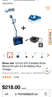 Snow Joe 13-inch 24V Cordless Snow Shovel Blower with Kit